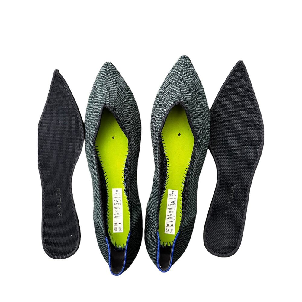 Rothy's The Point Green Cedar Herringbone sz 13 Slip-on Ballet Flats - Picture 10 of 12
